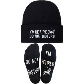 I'd Retired DO NOT Disturb,Novelty Fashion Socks Beanie Winter Warm Knit Hat,Funny Socks for Men Women Multicolor