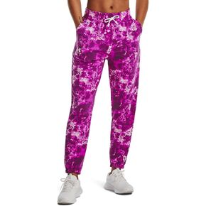 Under Armour - Womens Rival Terry Print Jogger Fleece Bottoms, Color Strobe/White (577), Size: X-Small