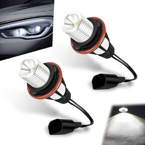 2 PCS Car LED Angel Eye, 6500K Marking Light Angel Eye Ring Bulb Replacement 6312694048, Non-polar Error Free Decoded Fog Light Driving Light, Compatible with BMW E39 E60 (White)