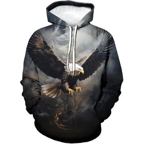 Novelty Bald Eagle Cool hoodies 3D Print Graphic Hoodies Sweatshirt