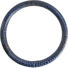 Luxury Crocodile Blue Leather Car Steering Wheel Cover - Comfortable Grip, Durable, Easy to Install, Universal Fit (Blue)