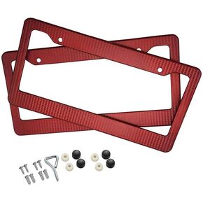 BLVD-LPF OBEY YOUR LUXURY Car Carbon Fiber Painted Style Blue Front Rear License Plate Frame Cover with Screw (Pack of 2)