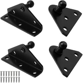 10mm Ball Stud Mounting Bracket for Gas Shock Spring Strut Prop Lift Support, 4pcs Angled L-Type and 20pcs Screws, Silver Color