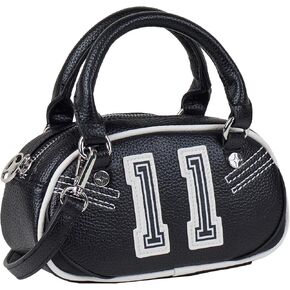 Paris Hilton Mini Varsity Bowler Satchel Hand Bag Purse with Removable Strap Vegan Leather