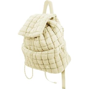 Quilted Backpack for Women, Lightweight Travel Gym Bag, Hiker Pack Drawstring Padding Backpacks, Puffer Travel Bag for Casual Daypack(Rose red)