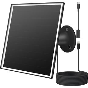 6W Solar Panel for Outdoor Security Camera with Micro USB & USB-C Port, Solar Panel Charger for Battery Camera，Fits eufy/wyze/reolink DC 5V Output, IP65/ 360° Adjustable, 9.8ft Cable, Fast Charging