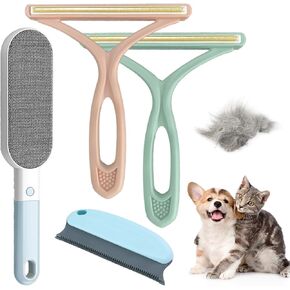 50.2" Carpet Rake with Squeegee for Pet Hair Removal, 2 in 1 Pet Hair Removal Broom with Portable Detailing Lint Brush, Pet Hair Remover Tool with Aluminum Alloy Handle for Carpets, Rugs, Couch