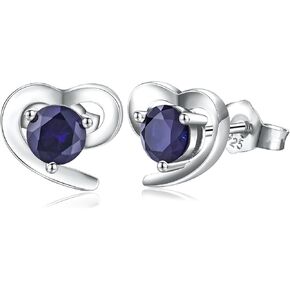 DAYBYDAY Dainty Heart Earrings for Women Hypoallergenic 925 Sterling Silver Moissanite/Ruby/Sapphire/Emerald/Aquamarine Heart Stud Earrings