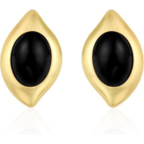 Gold Chunky Earrings for Women Vintage Earrings - Black and Gold Earrings Oval Stone - Teardrop Earrings Onyx Trendy - Gold Stud Earrings Dainty Hypoallergenic Jewelry