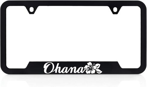 Ohana License Plate Frame Car Tag Holder - Enjoy Our Aloha Spirit Floral Tropical Hawaiian Hibiscus Beach Paradise Aloha Mahalo Paradise Frame - UV Printed Plastic Frame - Qty 1 in Kuwait