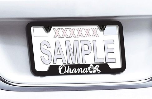 Ohana License Plate Frame Car Tag Holder - Enjoy Our Aloha Spirit Floral Tropical Hawaiian Hibiscus Beach Paradise Aloha Mahalo Paradise Frame - UV Printed Plastic Frame - Qty 1 in Kuwait