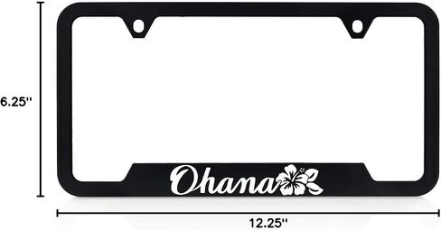 Ohana License Plate Frame Car Tag Holder - Enjoy Our Aloha Spirit Floral Tropical Hawaiian Hibiscus Beach Paradise Aloha Mahalo Paradise Frame - UV Printed Plastic Frame - Qty 1 in Kuwait