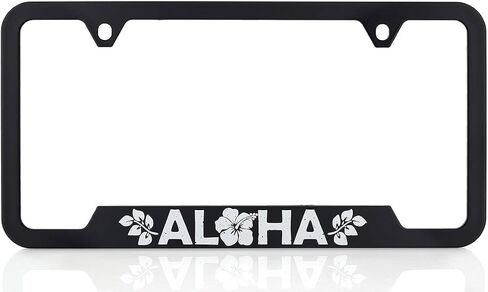 Ohana License Plate Frame Car Tag Holder - Enjoy Our Aloha Spirit Floral Tropical Hawaiian Hibiscus Beach Paradise Aloha Mahalo Paradise Frame - UV Printed Plastic Frame - Qty 1 in Kuwait