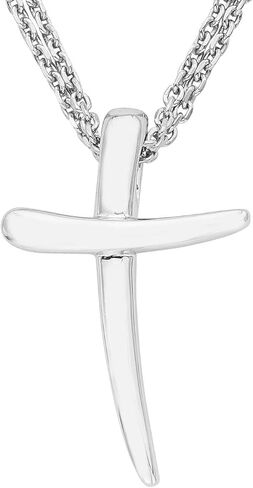 قلادة متقاطعة من الفضة الإسترليني عيار 925 مع سلسلة رولو مزدوجة مقاس 17 بوصة - اختيار الصليب in Kuwait