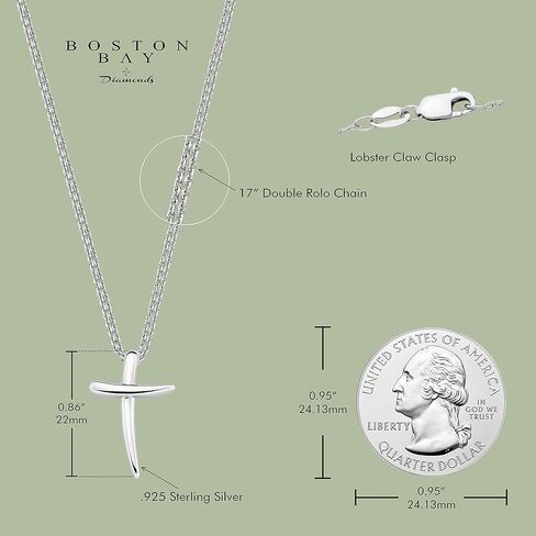 قلادة متقاطعة من الفضة الإسترليني عيار 925 مع سلسلة رولو مزدوجة مقاس 17 بوصة - اختيار الصليب in Kuwait