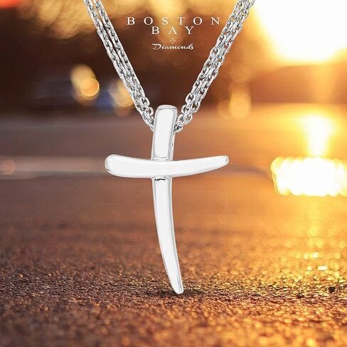 قلادة متقاطعة من الفضة الإسترليني عيار 925 مع سلسلة رولو مزدوجة مقاس 17 بوصة - اختيار الصليب in Kuwait