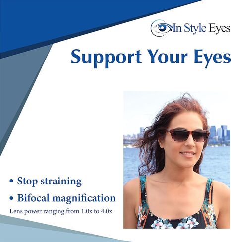 Seymore Retro Bifocal Sunglasses - Full-Rimmed, Rectangle Frame Cheater Glasses - Non-Polarized Aspheric Lens in Kuwait