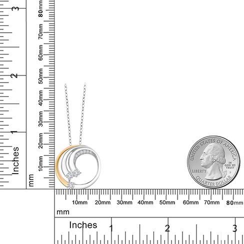 Gem Stone King 925 Silver and 10K Yellow Gold Gemstone Birthstone and White Lab Grown Diamond Spiral Wave 3 Stone Pendant Necklace For Women with 18 Inch Chain in Saudi Arabia