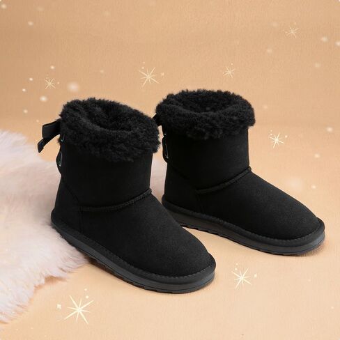 DREAM PAIRS Girls Boots Kids Winter Faux Fur Warm Snow Ankle FuzzyChic Kid's Bow Boots for Toddler/Little Kid in Saudi Arabia