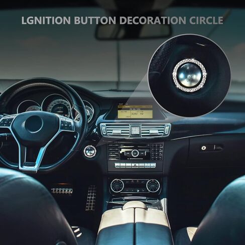 Ouzorp Car Cup Holder Coaster with Push Start Button Bling [4Pcs], Bling Crystal Rhinestone Car Interior Accessories (Silver) in Kuwait