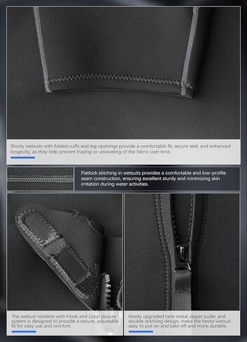 Hevto Shorty Wetsuit for Men 2mm Neoprene Short Sleeve Wet Suit for Surfing Diving Swimming Snorkeling SUP Water Sports in Kuwait