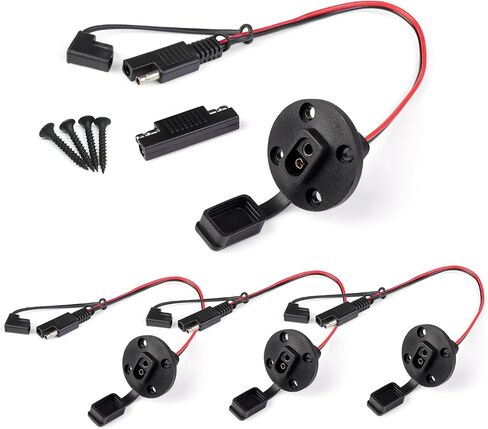 TMH 1 FT - 16 AWG SAE Power Socket Sidewall Port Connector, 2 Pin SAE Quick Connect Solar Panel Flush Mount Connector Plug Cable for Solar Generator Battery Charger (Pack of 4) in Kuwait