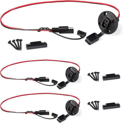 TMH 1 FT - 16 AWG SAE Power Socket Sidewall Port Connector, 2 Pin SAE Quick Connect Solar Panel Flush Mount Connector Plug Cable for Solar Generator Battery Charger (Pack of 4) in Kuwait