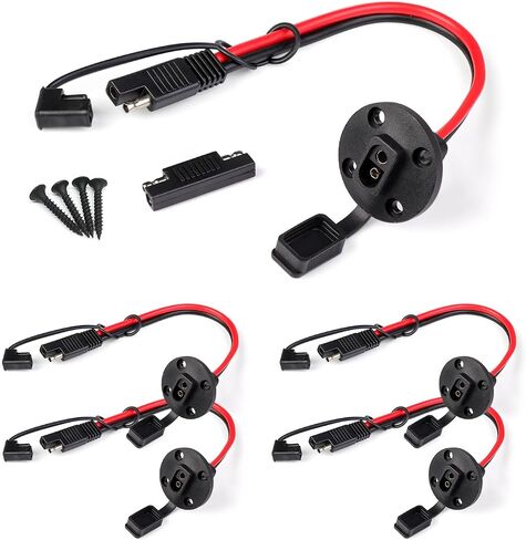 TMH 1 FT - 16 AWG SAE Power Socket Sidewall Port Connector, 2 Pin SAE Quick Connect Solar Panel Flush Mount Connector Plug Cable for Solar Generator Battery Charger (Pack of 4) in Kuwait