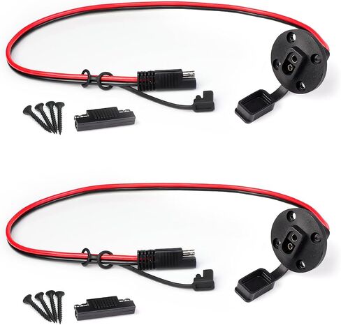 TMH 1 FT - 16 AWG SAE Power Socket Sidewall Port Connector, 2 Pin SAE Quick Connect Solar Panel Flush Mount Connector Plug Cable for Solar Generator Battery Charger (Pack of 4) in Kuwait