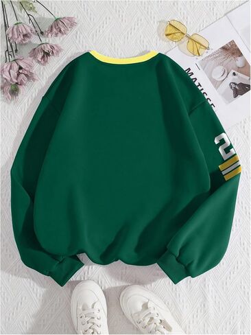 Milumia Women's Number Print Casual Sweatshirt V Neck Long Sleeve Pullover Top in Saudi Arabia