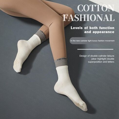 Yoga Socks For Women,Mid-Calf Socks,Non Slip Skid Socks,Ideal for Pilates,Pure Barre, Ballet,Dance1 Pair in Saudi Arabia