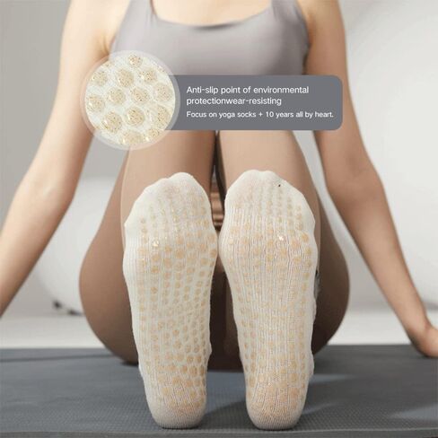 Yoga Socks For Women,Mid-Calf Socks,Non Slip Skid Socks,Ideal for Pilates,Pure Barre, Ballet,Dance1 Pair in Saudi Arabia