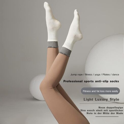 Yoga Socks For Women,Mid-Calf Socks,Non Slip Skid Socks,Ideal for Pilates,Pure Barre, Ballet,Dance1 Pair in Saudi Arabia