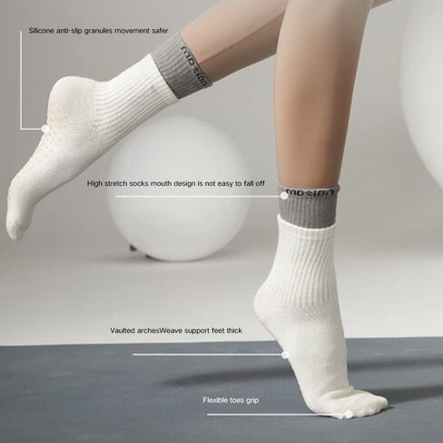 Yoga Socks For Women,Mid-Calf Socks,Non Slip Skid Socks,Ideal for Pilates,Pure Barre, Ballet,Dance1 Pair in Saudi Arabia