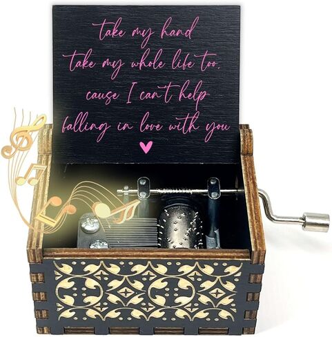 ukebobo Wooden Music Box - Can’t Help Falling in Love Music Box,for The Lover Or Boyfriend,Valentine’s Day Gifts, Birthday Gifts, 1 Set in Kuwait