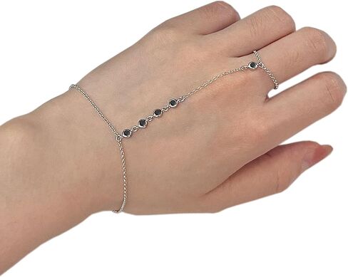 925 Sterling Silver Triple Solitaire Emerald CZ Diamond Finger Ring Bracelet Hand Chain May Birthstone Jewelry for Women, 14K Gold Slave Bracelets in Saudi Arabia