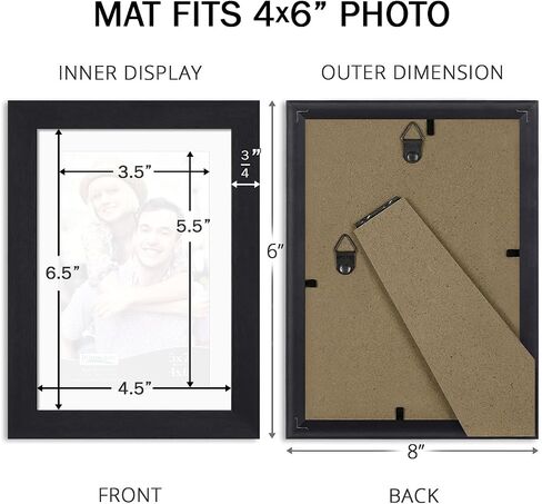 Icona Bay 5x7 Picture Frame Set (Black, 4 Pack), Simple Modern Design, Table Top Kickstand and Wall Hanging Hooks Included, Impresia Collection in Kuwait