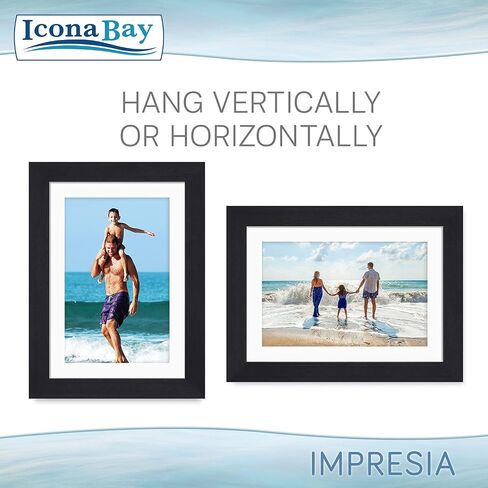 Icona Bay 5x7 Picture Frame Set (Black, 4 Pack), Simple Modern Design, Table Top Kickstand and Wall Hanging Hooks Included, Impresia Collection in Kuwait