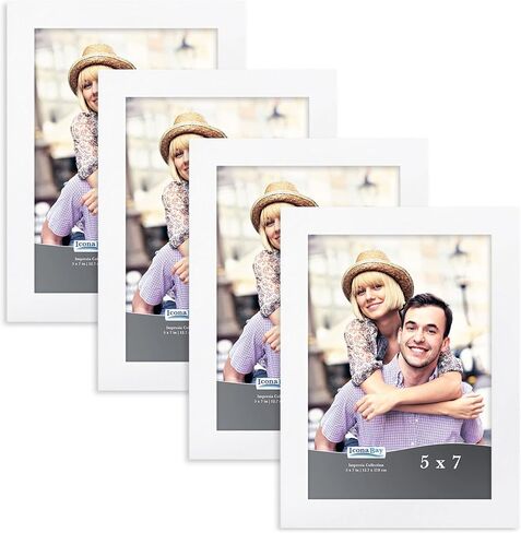 Icona Bay 5x7 Picture Frame Set (Black, 4 Pack), Simple Modern Design, Table Top Kickstand and Wall Hanging Hooks Included, Impresia Collection in Kuwait