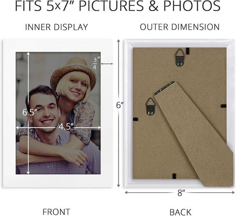 Icona Bay 5x7 Picture Frame Set (Black, 4 Pack), Simple Modern Design, Table Top Kickstand and Wall Hanging Hooks Included, Impresia Collection in Kuwait