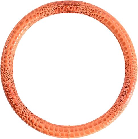Luxury Crocodile Blue Leather Car Steering Wheel Cover - Comfortable Grip, Durable, Easy to Install, Universal Fit (Blue) in Saudi Arabia