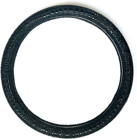 Luxury Crocodile Blue Leather Car Steering Wheel Cover - Comfortable Grip, Durable, Easy to Install, Universal Fit (Blue) in Saudi Arabia