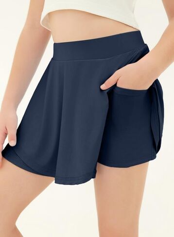 Girls Skirts with Shorts Athletic Tennis Skorts UPF50+ Butterfly Flowy Shorts with Pocket in Saudi Arabia