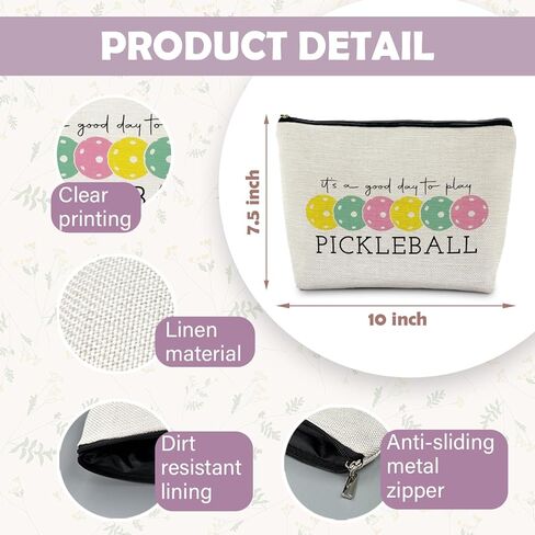 هدايا Pickleball للنساء، حقيبة مكياج Pickleball الملونة للنساء، إنه يوم جيد للعب حقيبة مستحضرات التجميل Pickleball حقيبة أدوات الزينة، هدايا لمحبي Pickleball، أشياء Pickleball in Kuwait