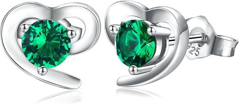 DAYBYDAY Dainty Heart Earrings for Women Hypoallergenic 925 Sterling Silver Moissanite/Ruby/Sapphire/Emerald/Aquamarine Heart Stud Earrings in Kuwait