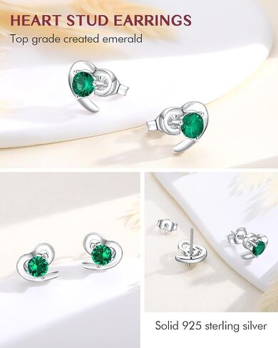 DAYBYDAY Dainty Heart Earrings for Women Hypoallergenic 925 Sterling Silver Moissanite/Ruby/Sapphire/Emerald/Aquamarine Heart Stud Earrings in Kuwait