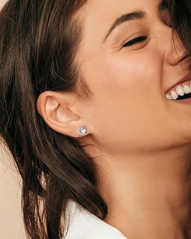 DAYBYDAY Dainty Heart Earrings for Women Hypoallergenic 925 Sterling Silver Moissanite/Ruby/Sapphire/Emerald/Aquamarine Heart Stud Earrings in Kuwait