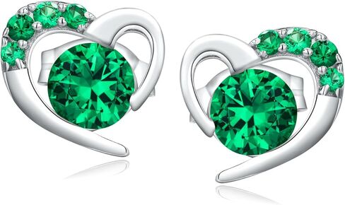 أقراط قلب أنيقة من DAYBYDAY للنساء لا تسبب الحساسية 925 من الفضة الاسترليني مويسانيتي/روبي/الياقوت/الزمرد/الزبرجد على شكل قلب in Kuwait