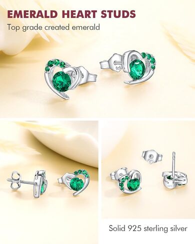 أقراط قلب أنيقة من DAYBYDAY للنساء لا تسبب الحساسية 925 من الفضة الاسترليني مويسانيتي/روبي/الياقوت/الزمرد/الزبرجد على شكل قلب in Kuwait