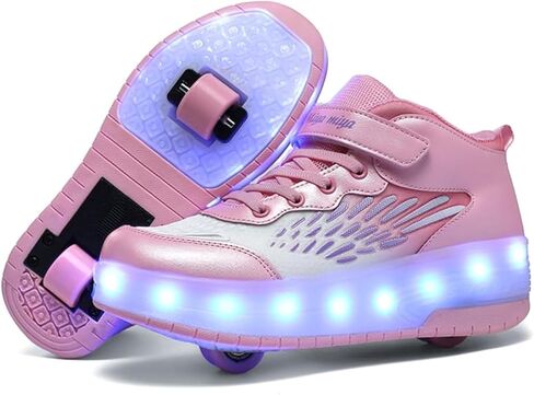 RESLIDE Roller Shoes with Wheels for Boys Girls Kids Skates Sneakers LED Light Up Rechargeable Sport Sneaker for Boys in Kuwait
